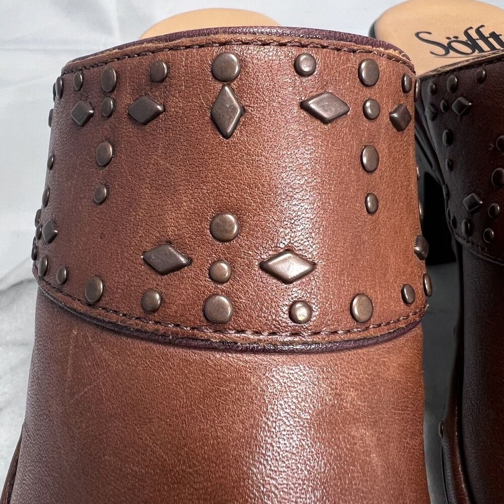 Sofft Mules Women's Laina Mocha Leather Studded Clogs Shoes Size 8M - Picture 10 of 15